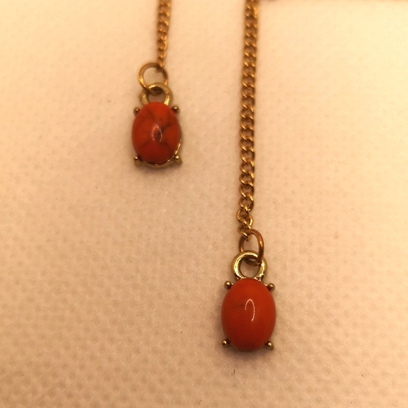 Vintage red Jasper threader earrings - Picture 2 of 6